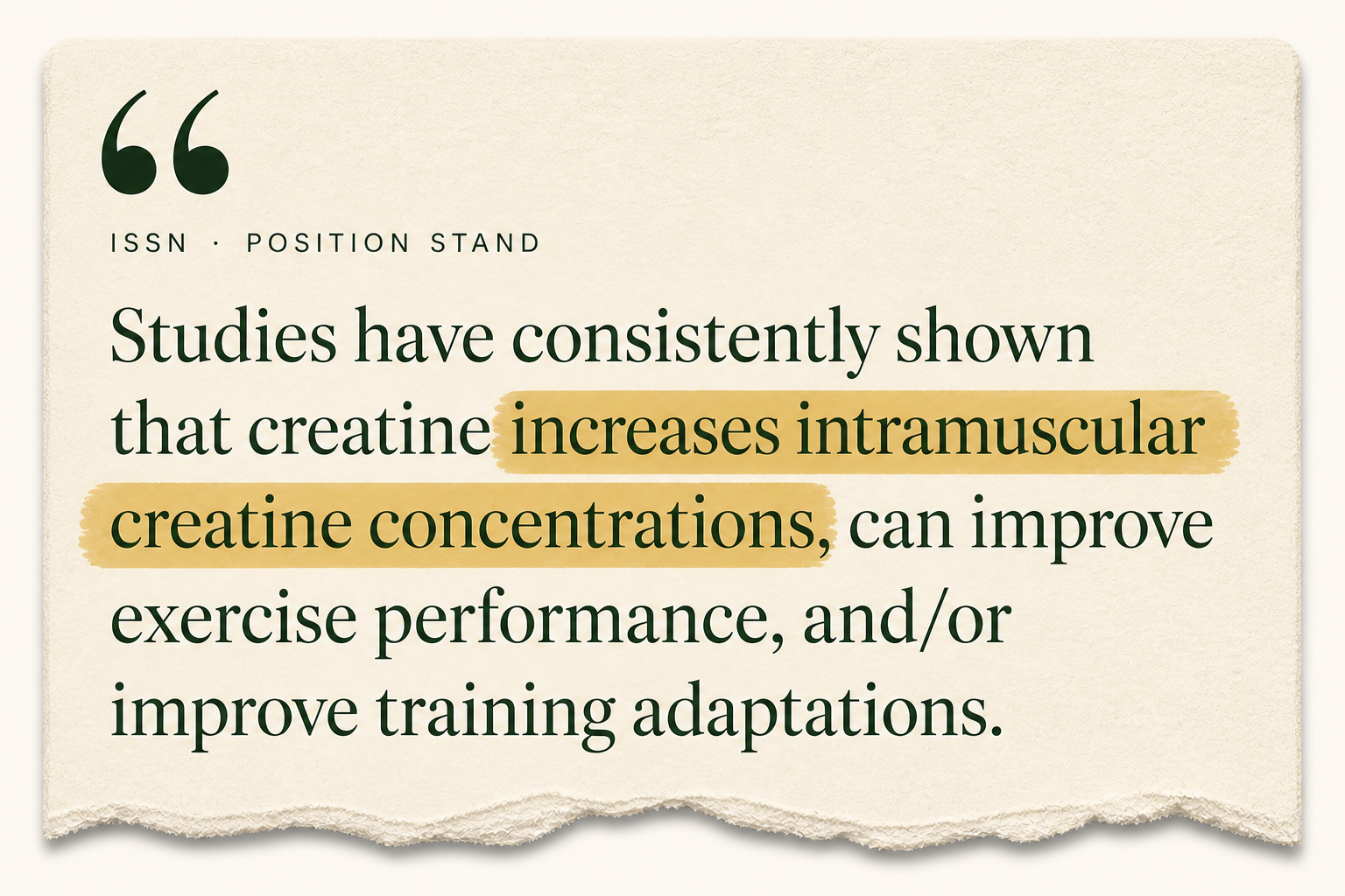ISSN position stand excerpt highlighting increased muscle creatine concentrations