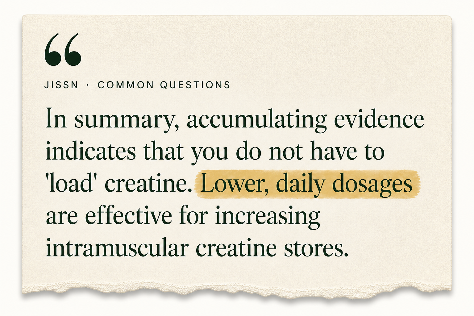 JISSN excerpt highlighting effective lower daily creatine dosages
